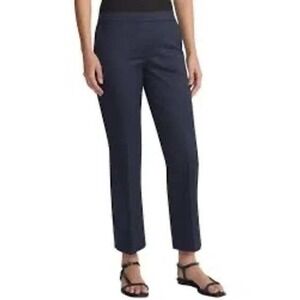 NWT Lafayette 148 Manhattan Virgin Wool Blend Crop‎ Dress Pants Navy Ink 14W